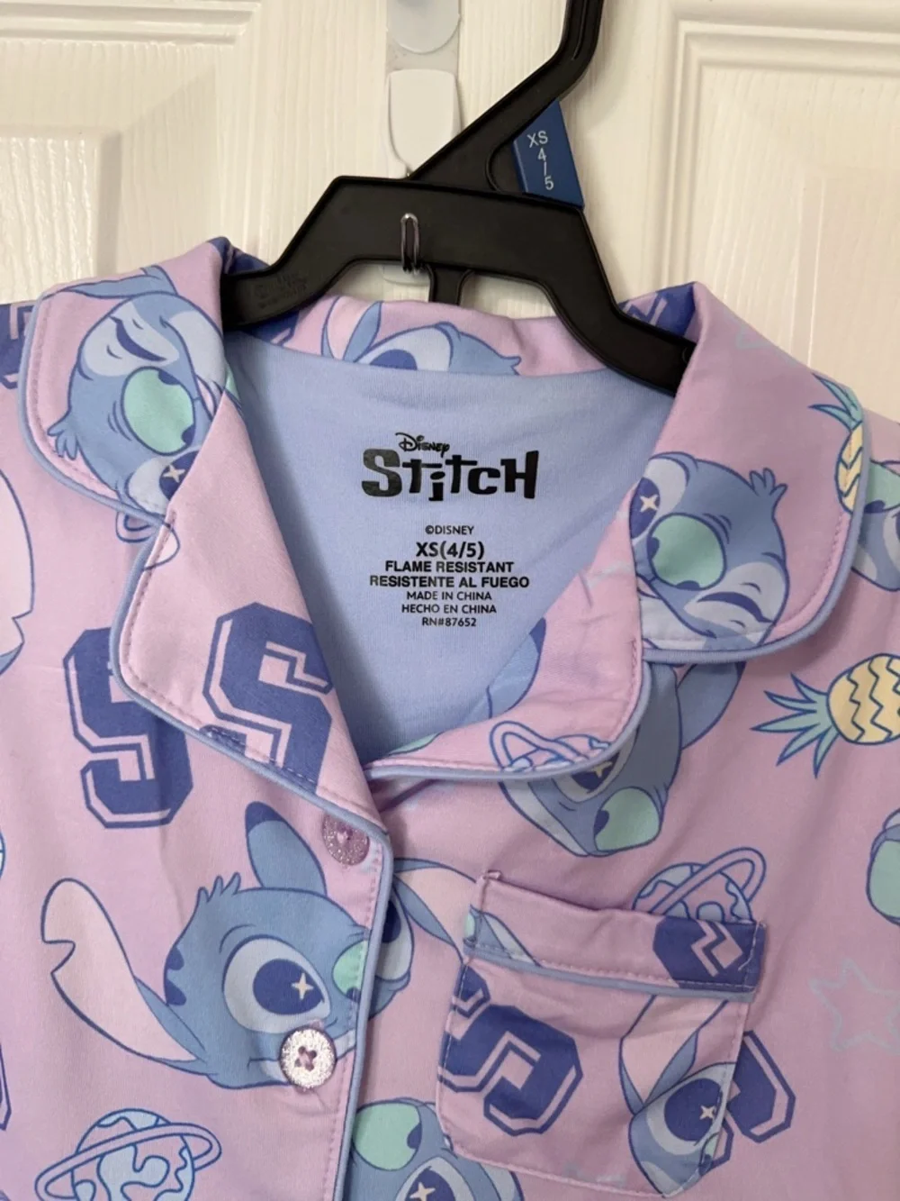 Disney Purple Stitch Short-Sleeve Cotton Pajama Set